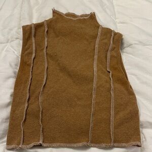 SHEIN Camel Turtleneck Sweater Vest